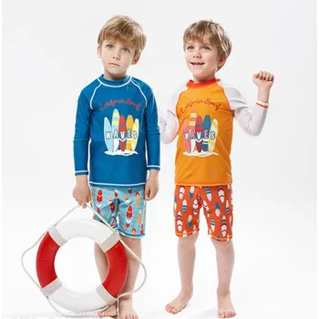 2023 Gyermek fürdőruha osztott hosszú ujjú napvédő búvárruha gyorsan száradó meleg fiúk fürdőruha strandpólók Vízi sportok