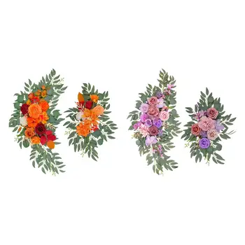 2x Esküvői ív virágos mesterséges virágos swag selyemvirágok rusztikus művirágív dekoráció háttérhez drapéria asztal