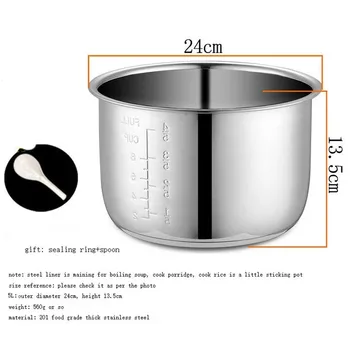5L Elektromos gyorsfőző bélés belső tálak multicooker tál rozsdamentes acél tartály leves kása főzéséhez