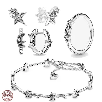 925 sterling ezüst luxus charm híresség karkötő sorozat ékszerek illeszkednek eredeti csillogó gyöngy női eljegyzési ajándékok