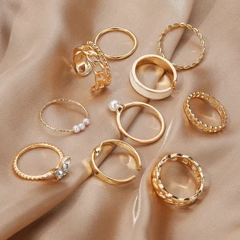 FAMSHIN Bohém fehér zománc pillangó kristály fém gyűrű szettek geometriai csavarás nyitott gyűrűk szettek nőknek Lány esküvői ékszerek