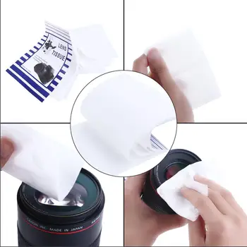  Fehér fényképezőgép tisztító készlet képernyőhöz 50 lap Kamera lencse szövet Kamera szűrő Szövetlencse tisztító papírtörlő füzet