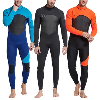 Férfi teljes testet megfedő búvárruha, 3 mm-es férfi neoprén hosszú ujjú búvárruha - tökéletes úszáshoz Búvárkodás Snorkeling szörfözés narancssárga