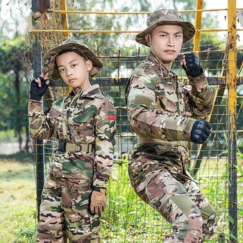 Szülő-gyermek álcázó egyenruha Különleges hadsereg szabadtéri kiképzés Gyermek taktikai álca Cs ruházat vadászat Különleges jelmez