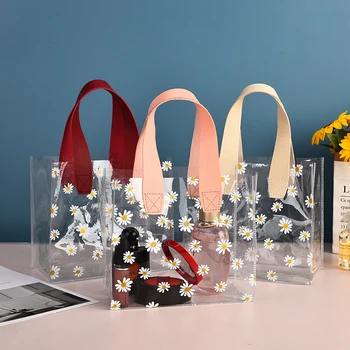 Átlátszó PVC ajándék táskás ajándéktáska átlátszó százszorszép műanyag kézitáska cukorka doboz ajándéktáska esküvői szívesség kozmetikai táska