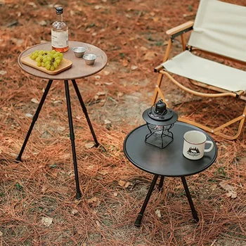 Új kültéri alumíniumötvözet összecsukható kerekasztal Camping önvezető utazási felszerelés hordozható emelhető asztal
